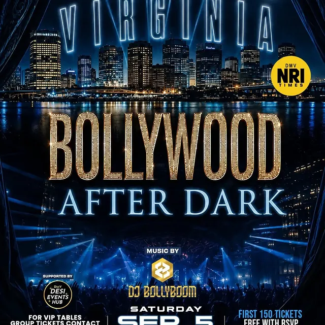 Virginia Bollywood After Dark event poster at Uncle Jalapeño, Herndon VA